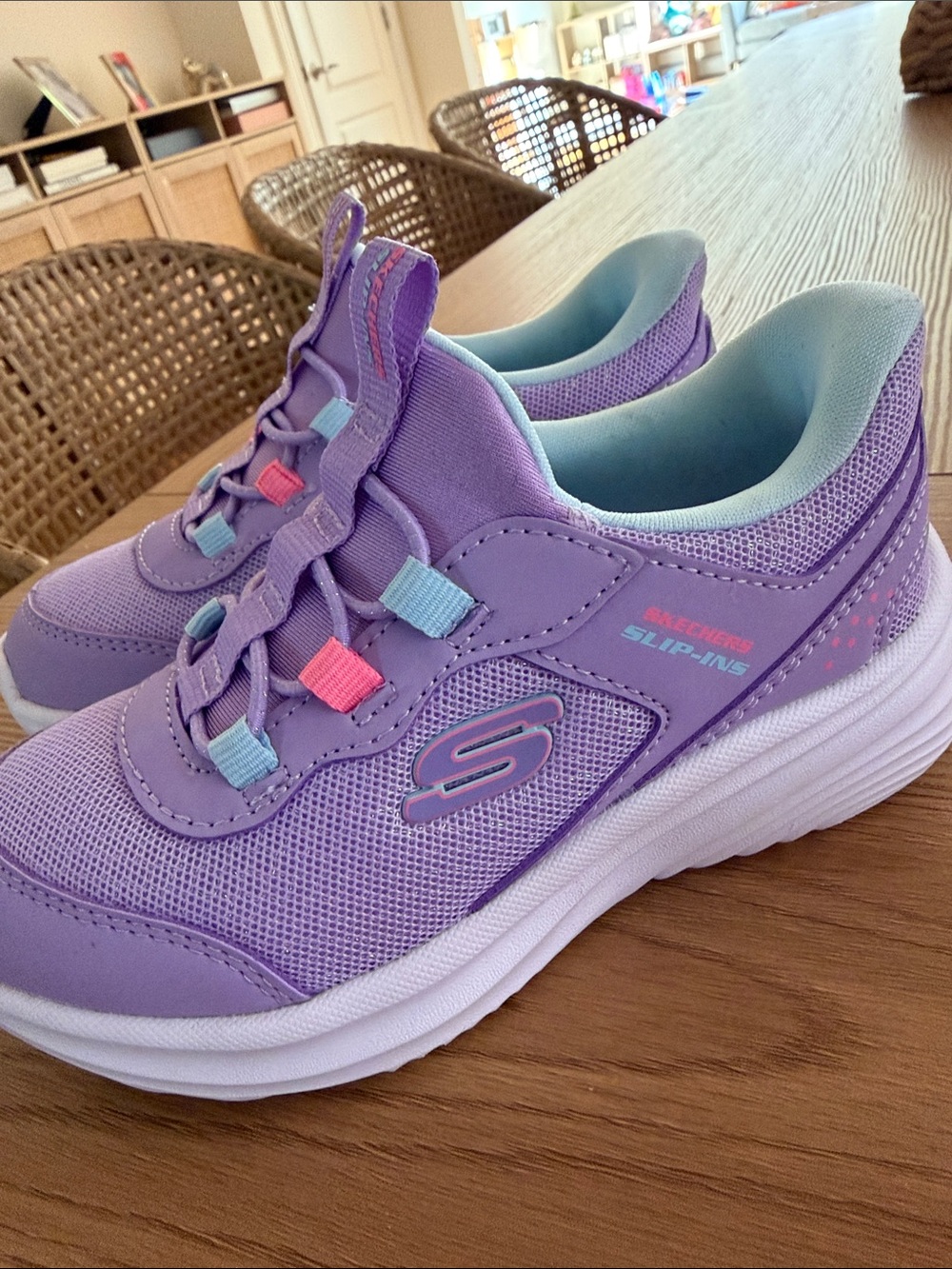 Skechers Girls' Lavender and Light Blue Slip-On Sneakers